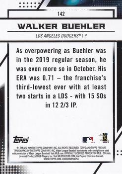 2020 Topps Fire #142 Walker Buehler Back