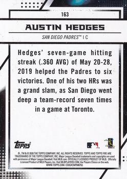 2020 Topps Fire #163 Austin Hedges Back