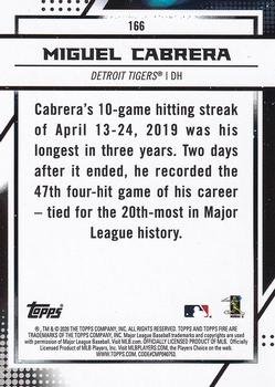 2020 Topps Fire #166 Miguel Cabrera Back