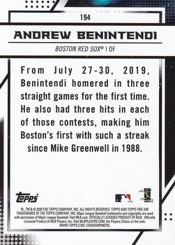 2020 Topps Fire #194 Andrew Benintendi Back