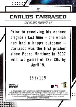 2020 Topps Fire - Green #82 Carlos Carrasco Back