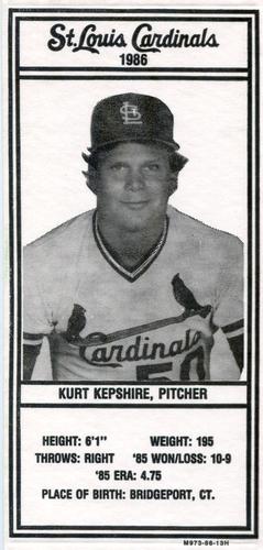 1986 Schnucks Milk St. Louis Cardinals #NNO Kurt Kepshire Front