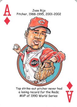 2013 Hero Decks Cincinnati Reds Baseball Heroes Playing Cards #A♦ Jose Rijo Front