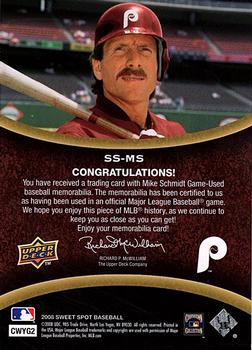 2008 Upper Deck Sweet Spot - Swatches #SS-MS Mike Schmidt Back