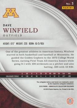 2016 Panini Immaculate Collegiate - Gold #3 Dave Winfield Back