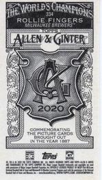 2020 Topps Allen & Ginter - Mini A & G Back #334 Rollie Fingers Back