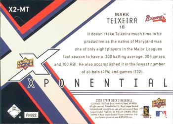 2008 Upper Deck X - Xponential 2 #X2-MT Mark Teixeira Back