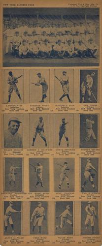 1925 Universal Toy and Novelty (W504) - Team Panels #NNO New York Yankees (117-132) Front