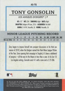 2020 Topps Archives Snapshots #AS-TG Tony Gonsolin Back