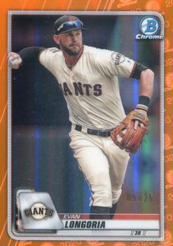 2020 Bowman Chrome - Orange Refractor #42 Evan Longoria Front