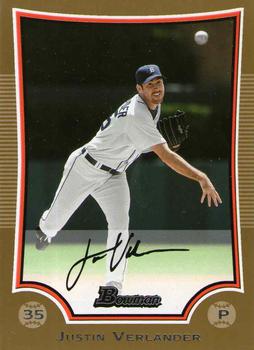 2009 Bowman - Gold #90 Justin Verlander Front