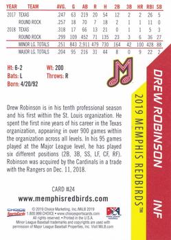 2019 Choice Memphis Redbirds #24 Drew Robinson Back