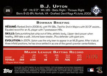 2009 Bowman Chrome - Gold Refractors #25 B.J. Upton Back