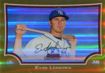 2009 Bowman Chrome - Gold Refractors #68 Evan Longoria Front