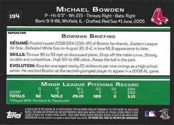2009 Bowman Chrome - Refractors #194 Michael Bowden Back