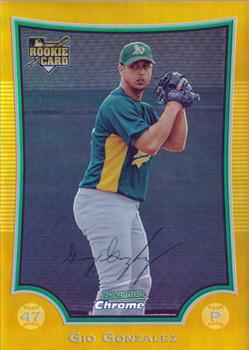 2009 Bowman Draft Picks & Prospects - Chrome Gold Refractors #BDP52 Gio Gonzalez Front