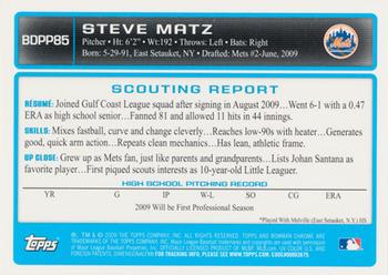 2009 Bowman Draft Picks & Prospects - Chrome Prospects #BDPP85 Steven Matz Back