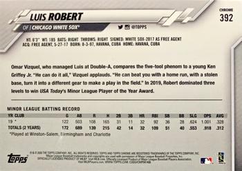 2020 Topps Chrome Sapphire Edition #392 Luis Robert Back