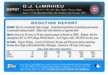 2009 Bowman Draft Picks & Prospects - Prospects Gold #BDPP27 D.J. LeMahieu Back