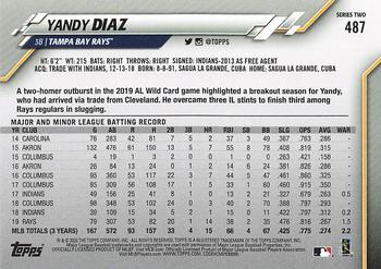 2020 Topps - Gold Star #487 Yandy Diaz Back