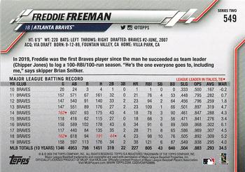 2020 Topps - Gold Star #549 Freddie Freeman Back