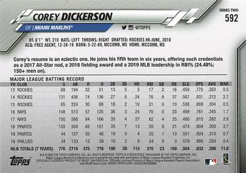 2020 Topps - Gold Star #592 Corey Dickerson Back