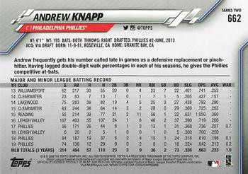 2020 Topps - Gold Star #662 Andrew Knapp Back