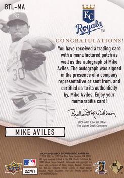 2009 SP Authentic - By The Letter Signatures #BTL-MA Mike Aviles Back