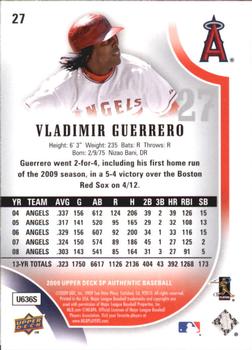 2009 SP Authentic - Gold #27 Vladimir Guerrero Back