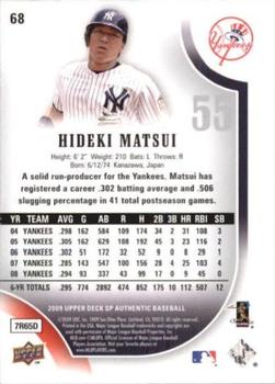 2009 SP Authentic - Gold #68 Hideki Matsui Back