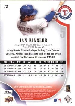 2009 SP Authentic - Gold #72 Ian Kinsler Back