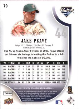 2009 SP Authentic - Gold #79 Jake Peavy Back