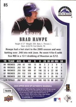 2009 SP Authentic - Gold #85 Brad Hawpe Back