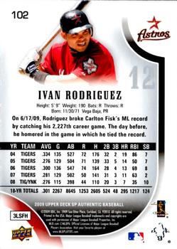 2009 SP Authentic - Gold #102 Ivan Rodriguez Back