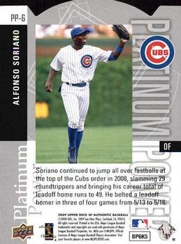 2009 SP Authentic - Platinum Power #PP-6 Alfonso Soriano Back