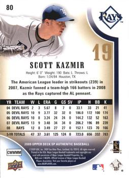 2009 SP Authentic - Silver #80 Scott Kazmir Back