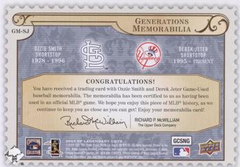 2009 SP Legendary Cuts - Generations Dual Memorabilia #GM-SJ Ozzie Smith / Derek Jeter Back