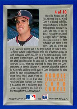 1993 Fleer - Rookie Sensations (Series Two) #4 Chad Curtis Back