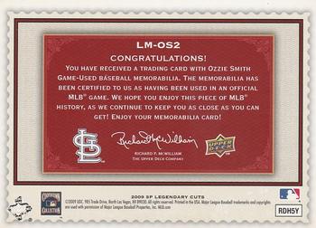 2009 SP Legendary Cuts - Legendary Memorabilia Red #LM-OS2 Ozzie Smith Back