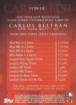 2009 Topps - Career Best Relics #CBR-CB Carlos Beltran Back