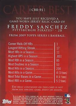 2009 Topps - Career Best Relics #CBR-FS Freddy Sanchez Back
