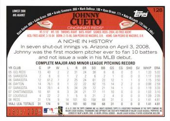 2009 Topps - Gold #128 Johnny Cueto Back