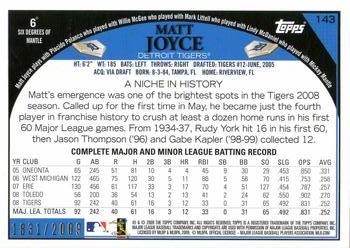 2009 Topps - Gold #143 Matt Joyce Back