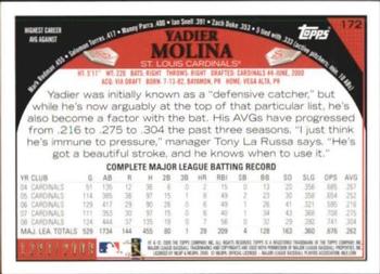 2009 Topps - Gold #172 Yadier Molina Back