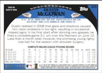 2009 Topps - Gold #325 Dustin McGowan Back