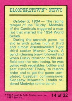 1987 Star Baseball Hall of Shame #14 Ducky Medwick Back