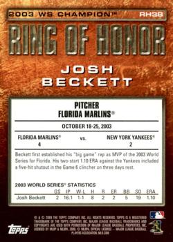 2009 Topps - Ring of Honor #RH38 Josh Beckett Back