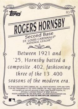 2009 Topps 206 - Bronze #83 Rogers Hornsby Back