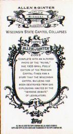 2009 Topps Allen & Ginter - Mini World's Biggest Hoaxes, Hoodwinks & Bamboozles #HHB11 Wisconsin State Capitol Collapses Back