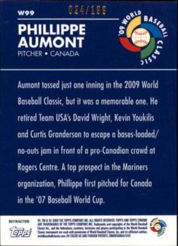 2009 Topps Chrome - World Baseball Classic Blue Refractors #W99 Phillippe Aumont Back
